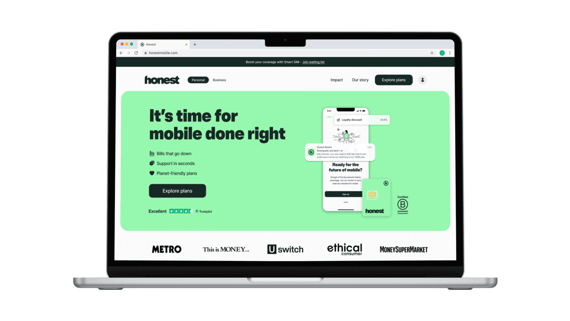 The Honest Website in all its lime green glory